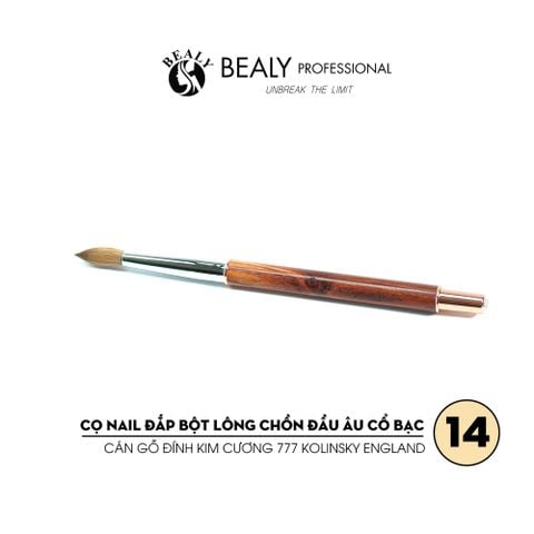  CỌ NAIL ĐẮP BỘT LÔNG CHỒN  ĐẦU ÂU CỔ BẠC CÁN GỖ ĐÍNH KIM CƯƠNG 777 Kolinsky England 