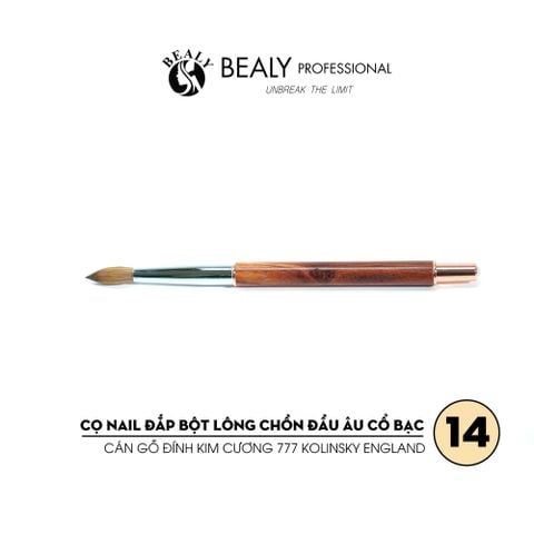  CỌ NAIL ĐẮP BỘT LÔNG CHỒN  ĐẦU ÂU CỔ BẠC CÁN GỖ ĐÍNH KIM CƯƠNG 777 Kolinsky England 