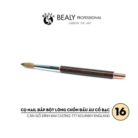  CỌ NAIL ĐẮP BỘT LÔNG CHỒN  ĐẦU ÂU CỔ BẠC CÁN GỖ ĐÍNH KIM CƯƠNG 777 Kolinsky England 