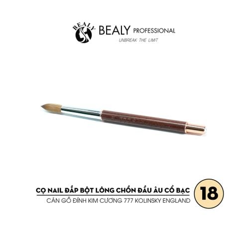  CỌ NAIL ĐẮP BỘT LÔNG CHỒN  ĐẦU ÂU CỔ BẠC CÁN GỖ ĐÍNH KIM CƯƠNG 777 Kolinsky England 