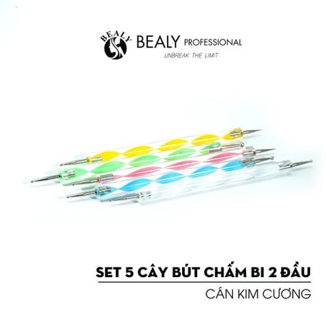  SET 5 CÂY BÚT CHẤM BI 2 ĐẦU CÁN KIM CƯƠNG 