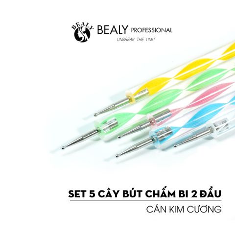  SET 5 CÂY BÚT CHẤM BI 2 ĐẦU CÁN KIM CƯƠNG 