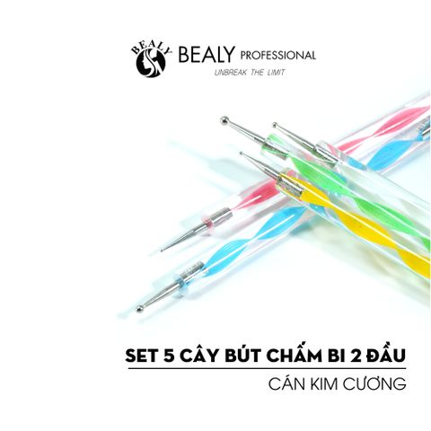  SET 5 CÂY BÚT CHẤM BI 2 ĐẦU CÁN KIM CƯƠNG 
