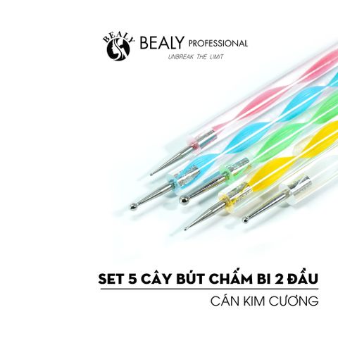  SET 5 CÂY BÚT CHẤM BI 2 ĐẦU CÁN KIM CƯƠNG 