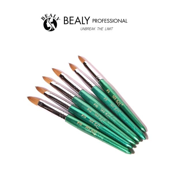  CỌ NAIL ĐẮP BỘT LÔNG CHỒN SEEJOY - CỔ BẠC CÁN XANH LÁ 