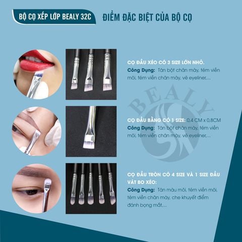  BỘ CỌ TRANG ĐIỂM XẾP LỚP LÔNG NHUNG BEALY 32C 