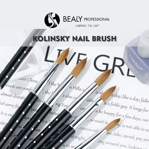  CỌ NAIL ĐẮP BỘT LÔNG CHỒN ĐẦU ÂU CÁN ĐEN CHẤM BI 4H12 