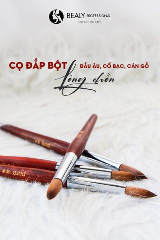  CỌ ĐẮP BỘT LÔNG CHỒN ĐẦU ÂU, CỔ BẠC, CÁN GỖ 