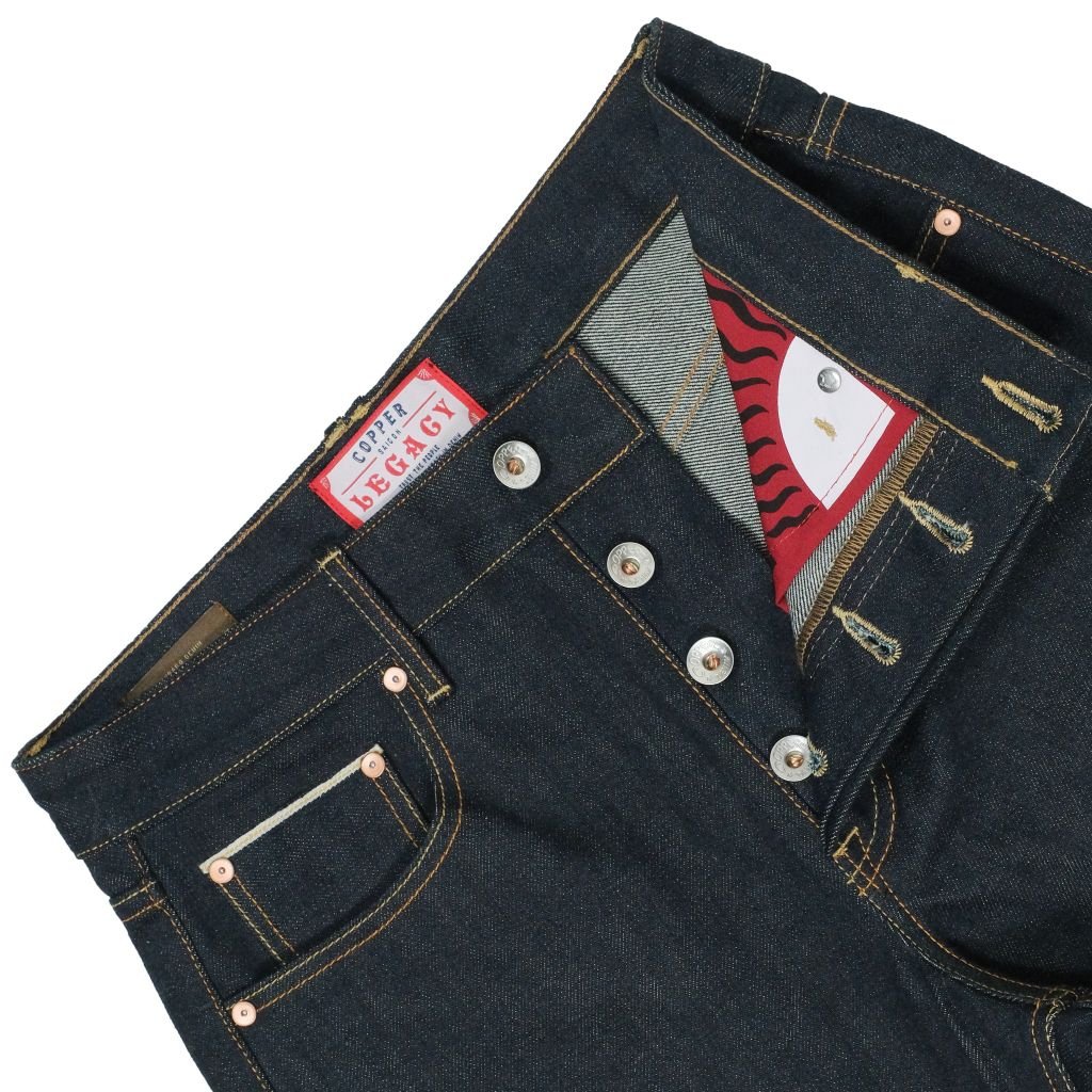 Straight - KURABO 19 Oz - Prime Blue - Raw Selvedge Denim - Silver Button - Japanese Fabric