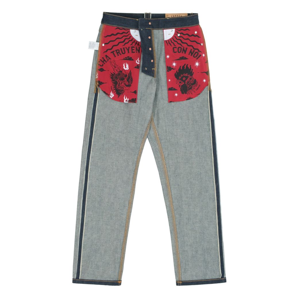 Straight - KURABO 19 Oz - Prime Blue - Raw Selvedge Denim - Silver Button - Japanese Fabric