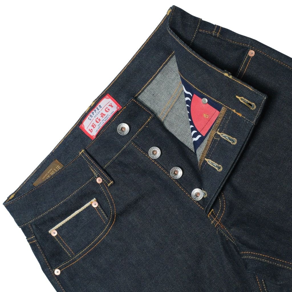 OG Slim - KURABO 19 Oz - Prime Blue - Raw Selvedge Denim - Silver Button - Japanese Fabric