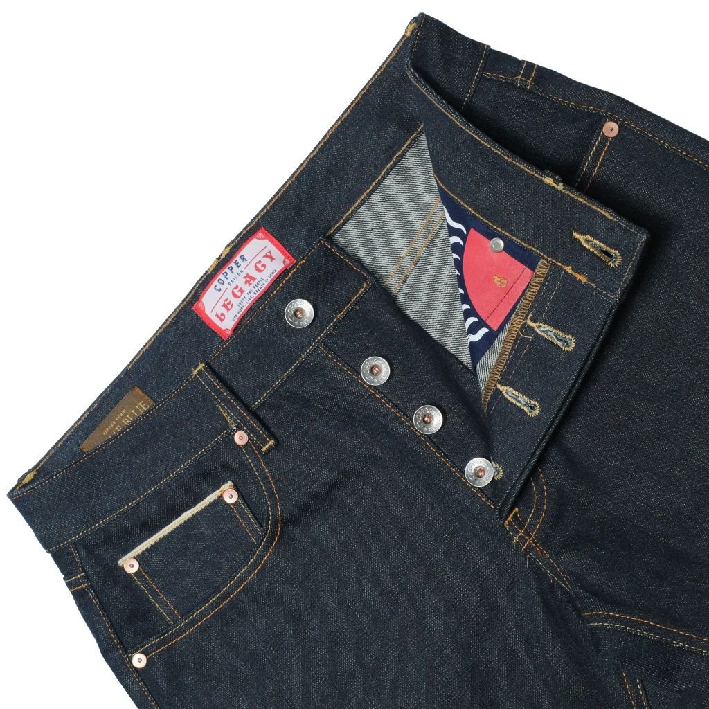 KURABO 19oz Prime Blue Raw Selvedge Denim / OG Slim Pants / Silver Button / Japanese Fabric