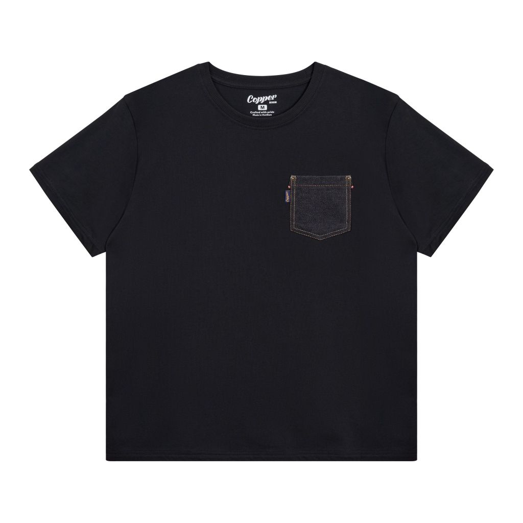 White Selvedge Pocket Tee - Copper Denim