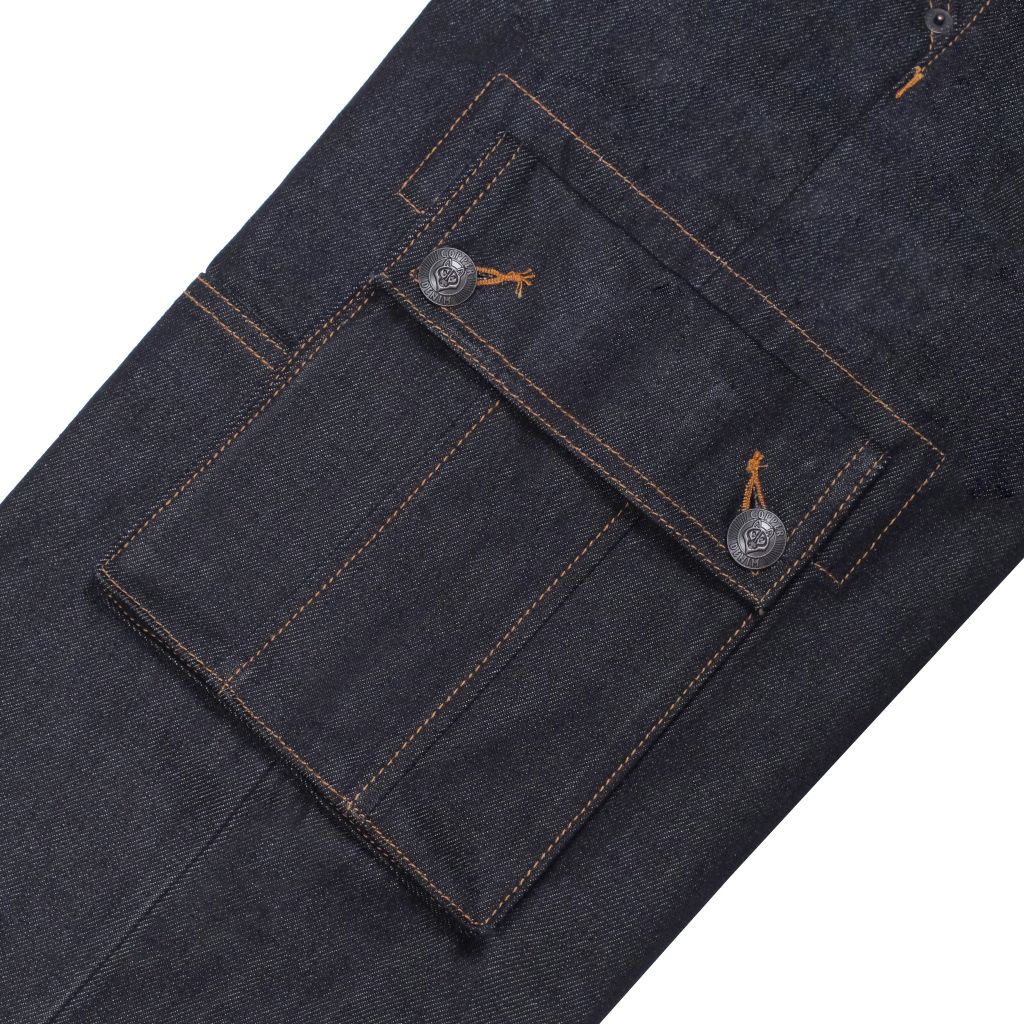 14.5oz Dark Blue Raw Selvedge Denim / Relax Cargo Pants