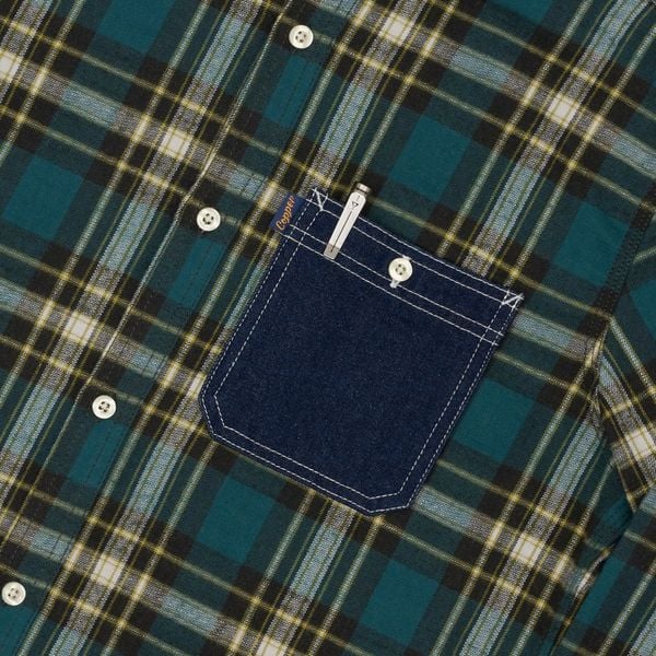  Indigo Green Checked Flannel Shirt 
