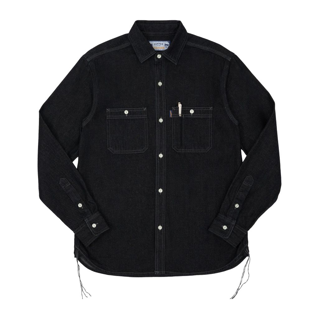 10 Oz - Black - One Washed - Denim Shirt / Tay dài
