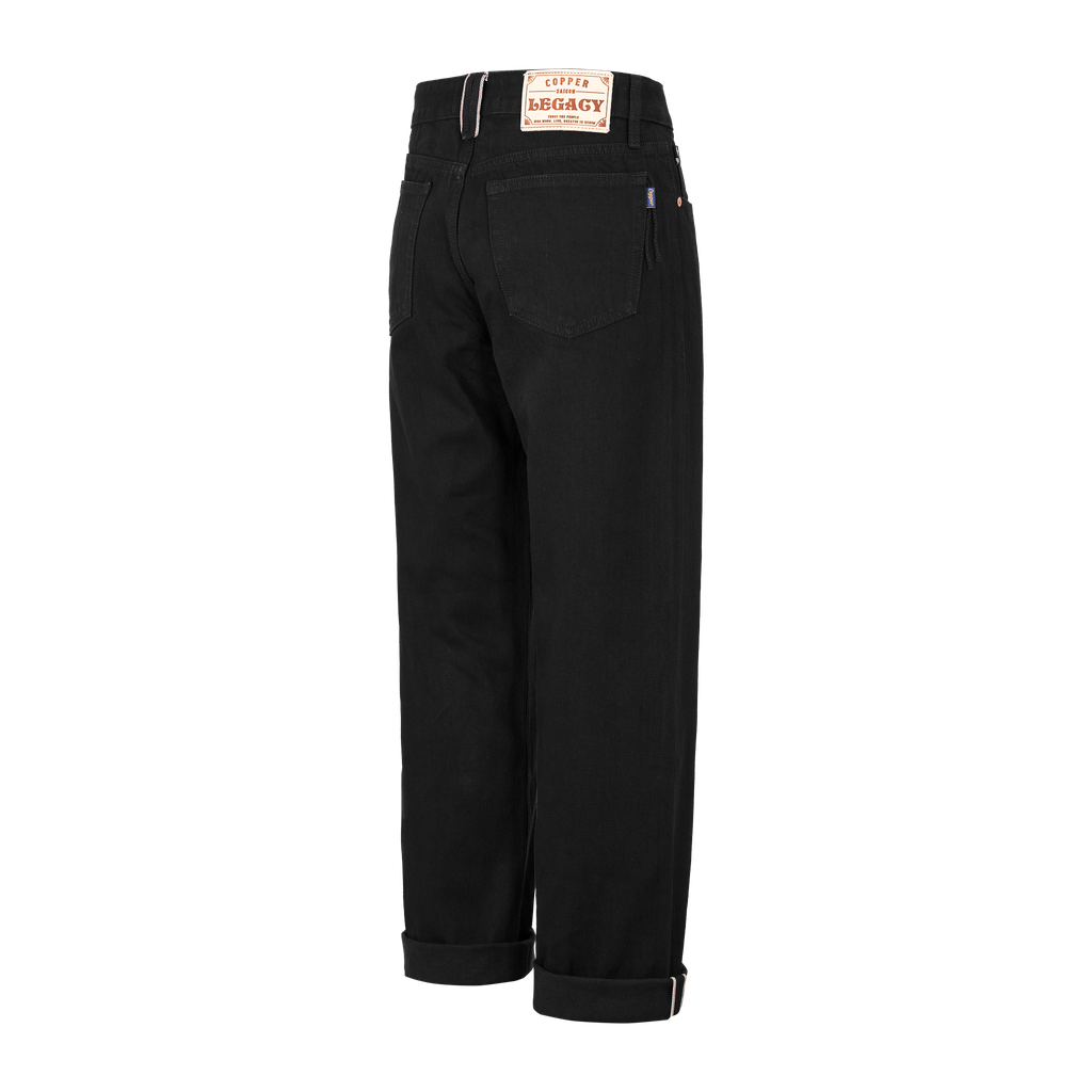 Straight  - 15 Oz - All Black - One Washed Selvedge Denim Pants