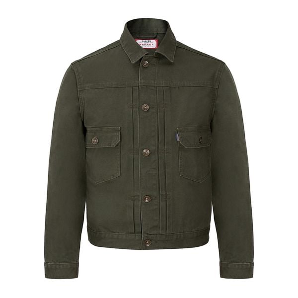  Type II - 11 Oz - OLIVE Canvas - One Washed Denim Jacket 