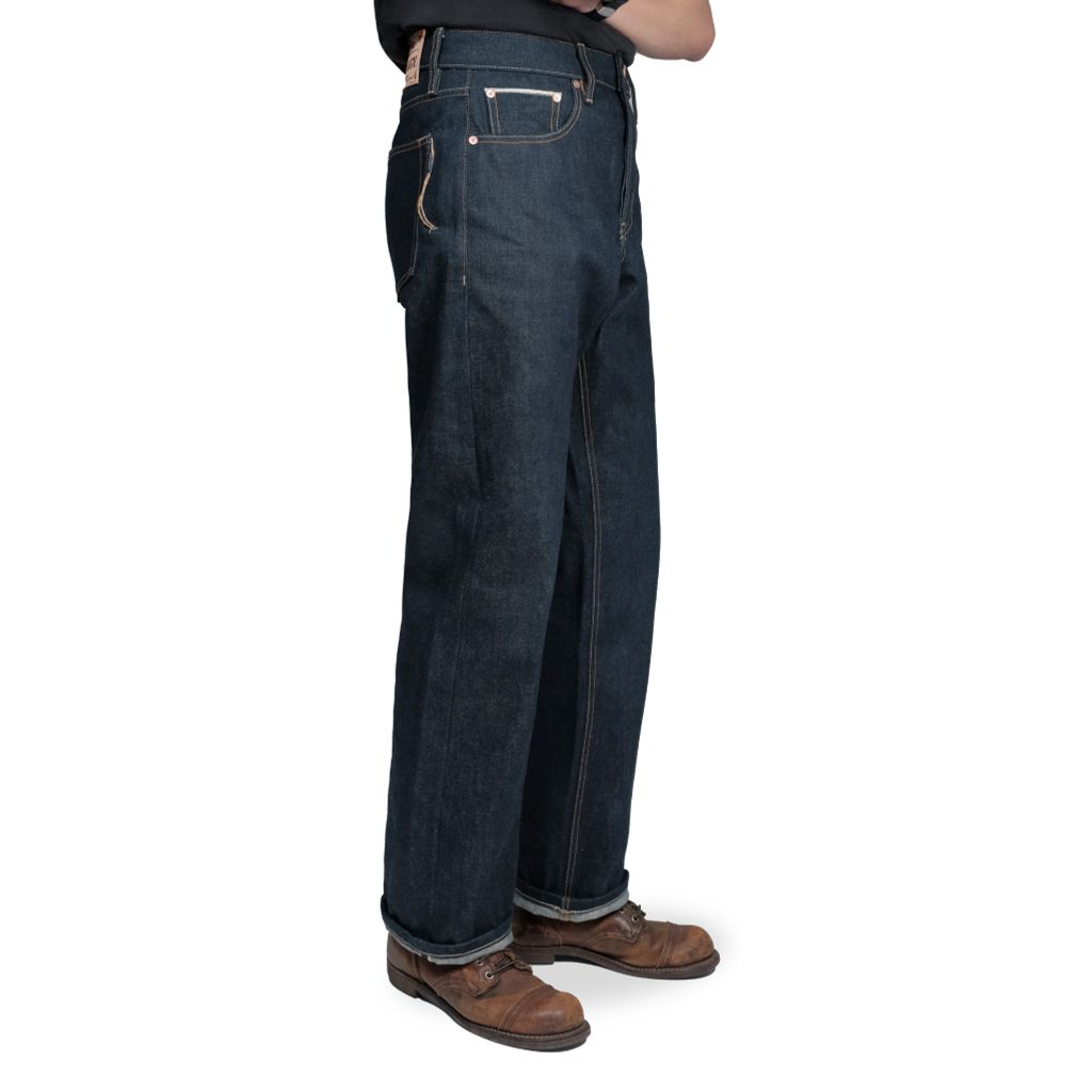 Straight - KURABO 19 Oz - Prime Blue - Raw Selvedge Denim - Silver Button - Japanese Fabric
