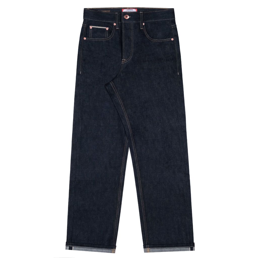 KURABO 19oz Prime Blue Raw Selvedge Denim / Straight Pants / Copper Button / Japanese Fabric