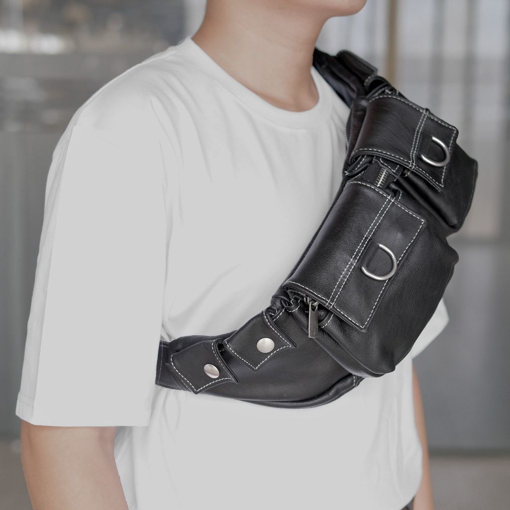 LEATHER WAIST BAG - BLACK