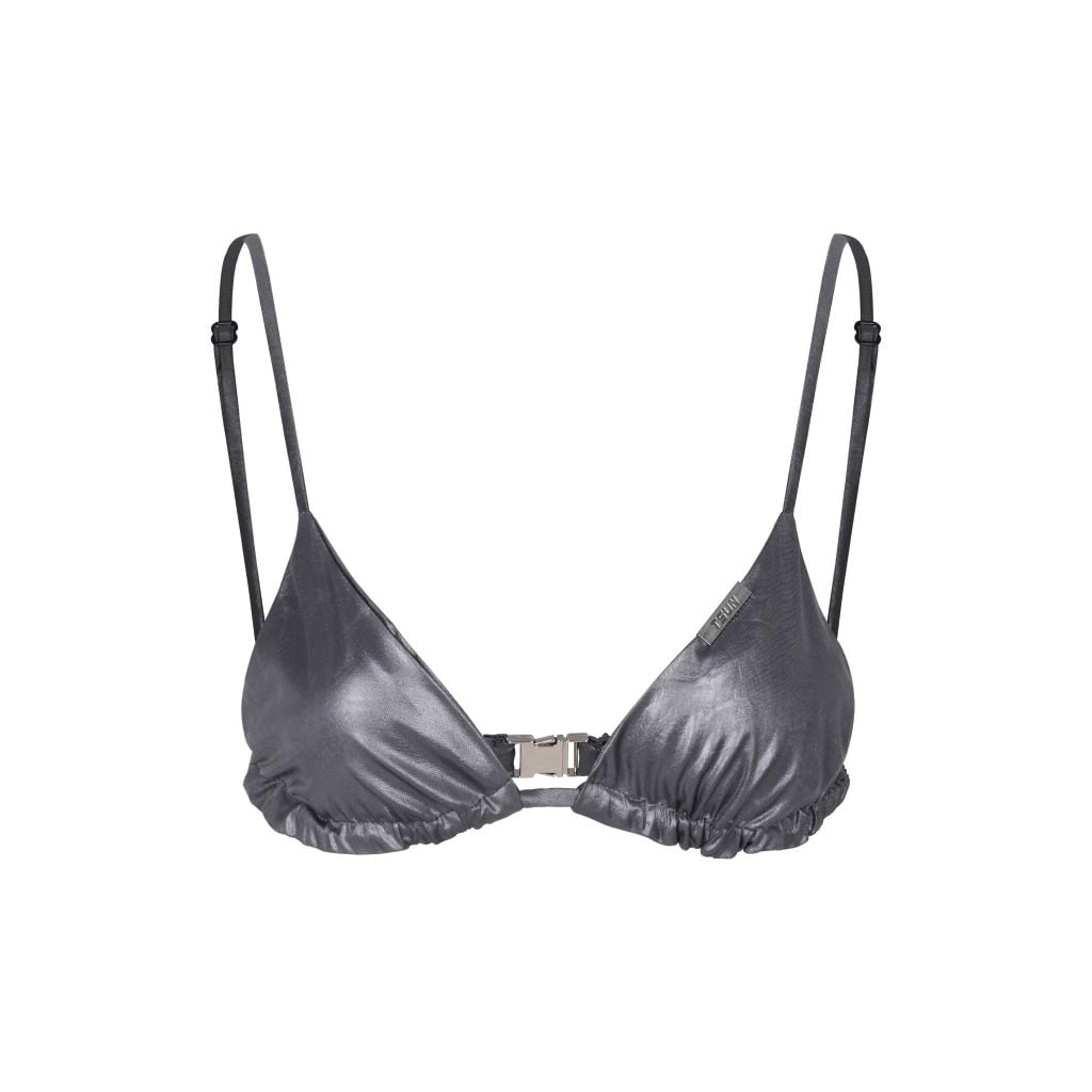  TSUN Áo Ngực Hiệu Ứng Da Đính Tag Kim Loại - Triangle Leather-effect Bra 