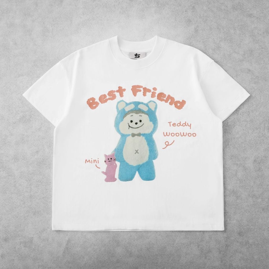  TSUN Woo & Mini Cat Tee - White 