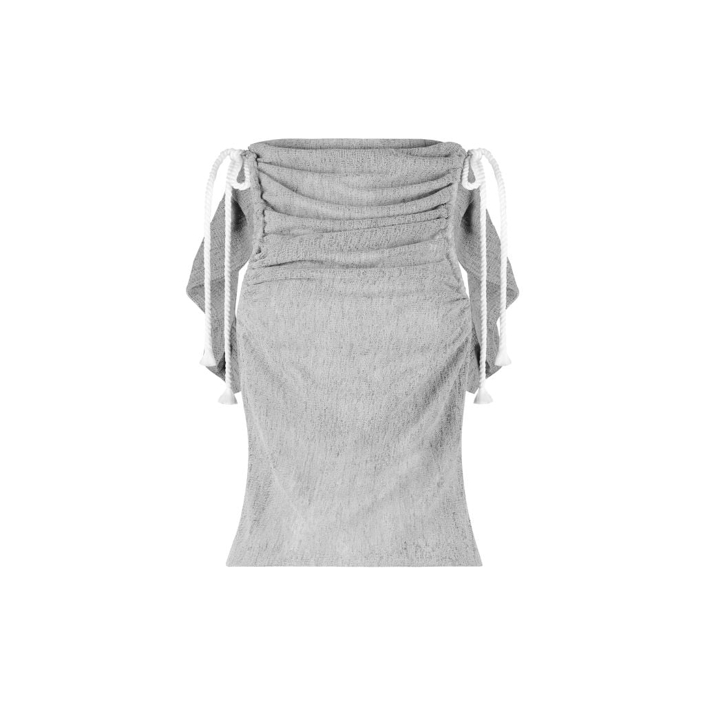  TSUN Ashlyn Top Grey - Áo Thun Lưới Kiểu Sát Nách Hở Lưng 