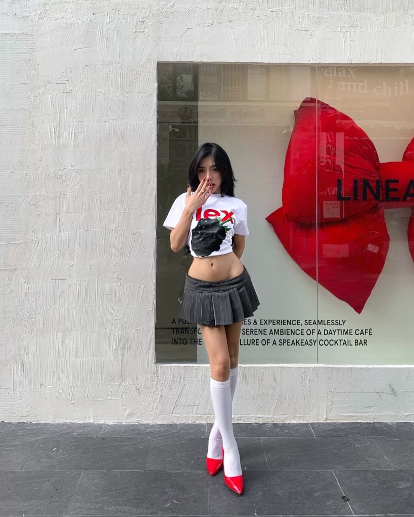  TSUN Pencil Stripe Mini Skirt - Grey 