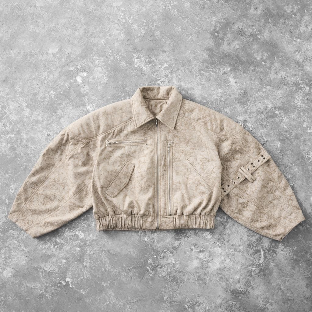  TSUN Splash Color Jacket Beige - Áo Khoác Vải Loang Bắt Sáng, Độn Vai 