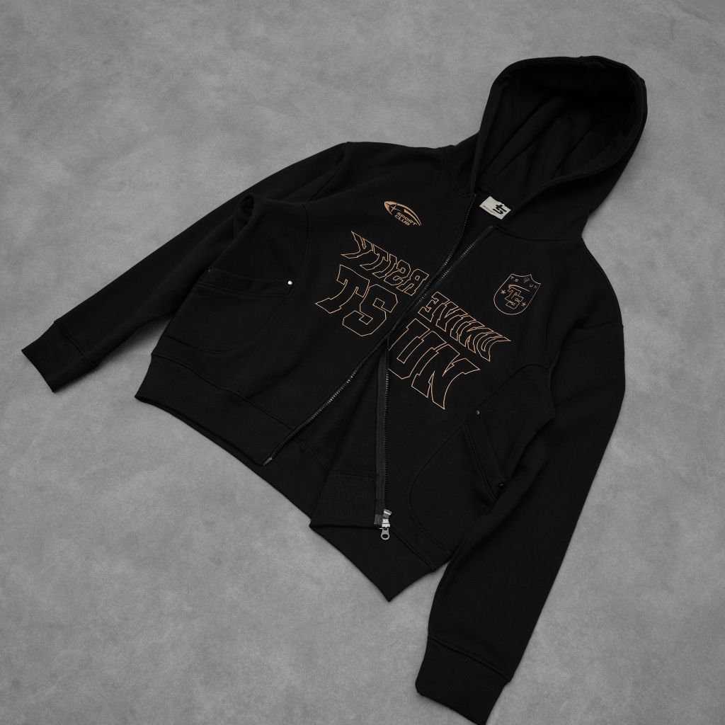  TSUN Double Zip Hoodie - Black 