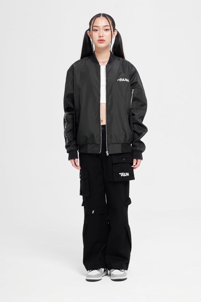  TSUN Embroidered Bomber - Black 