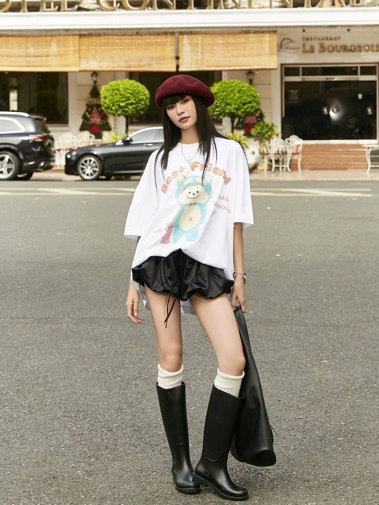  TSUN Woo & Mini Cat Tee - White 