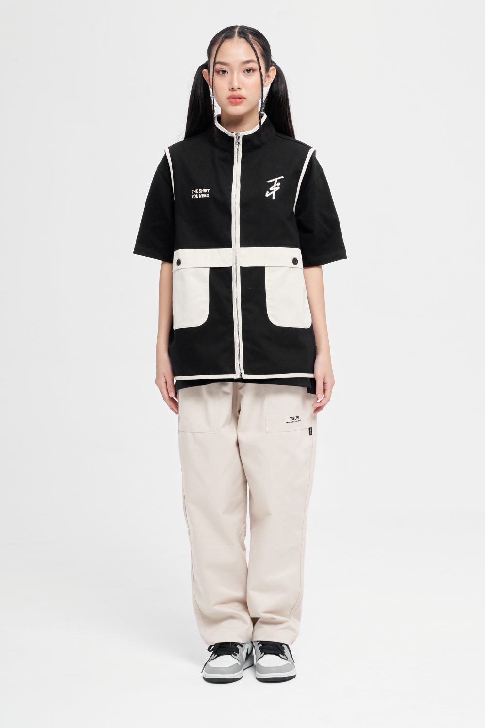 TSUN Khaki Vest - Black/Cream – tsunsg