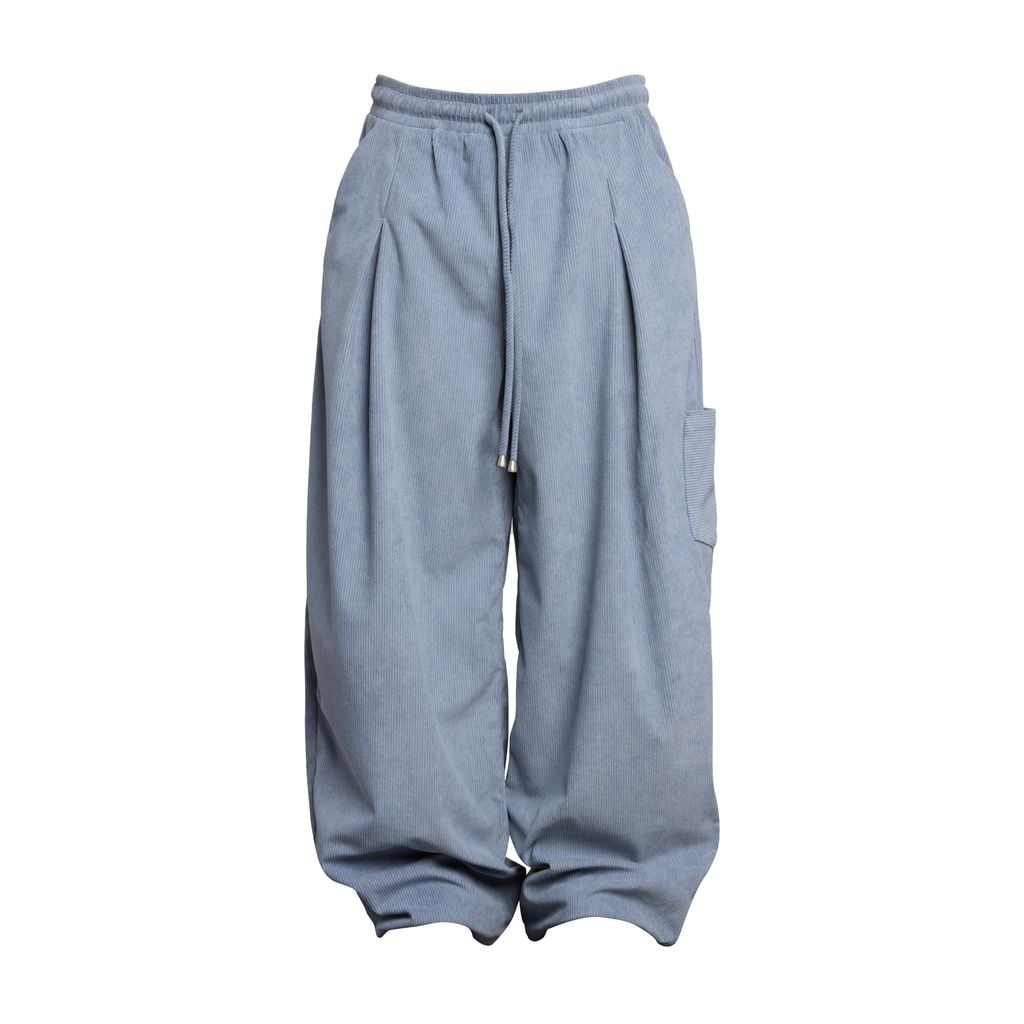  TSUN Quần Dài Vải Nhung Tăm Ống Rộng Xanh - Corduroy Baggy Pants Light Blue 