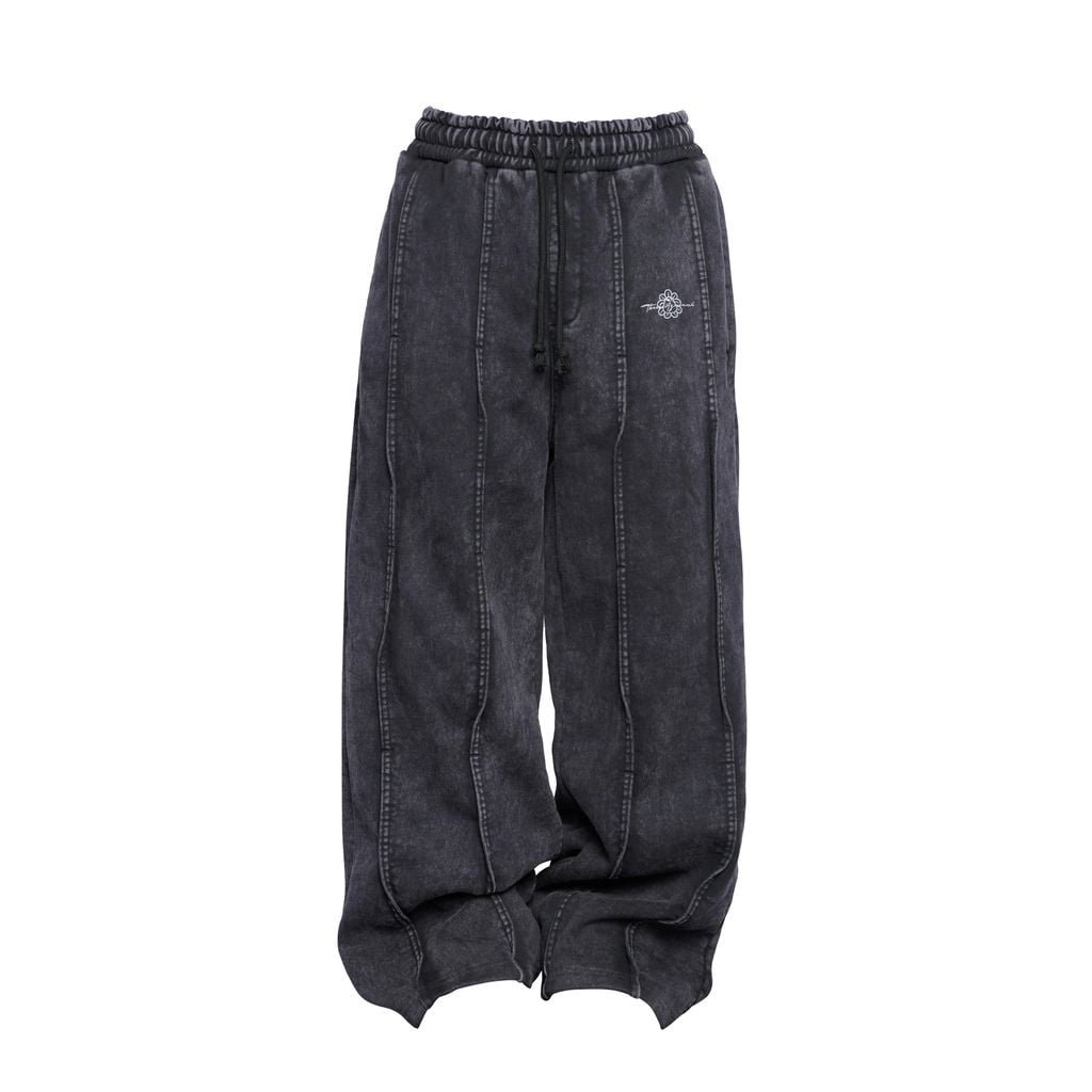  TSUN Quần Dài Rộng Ống Suông Wash Xám - Washed Ripple Sweatpant - Grey 
