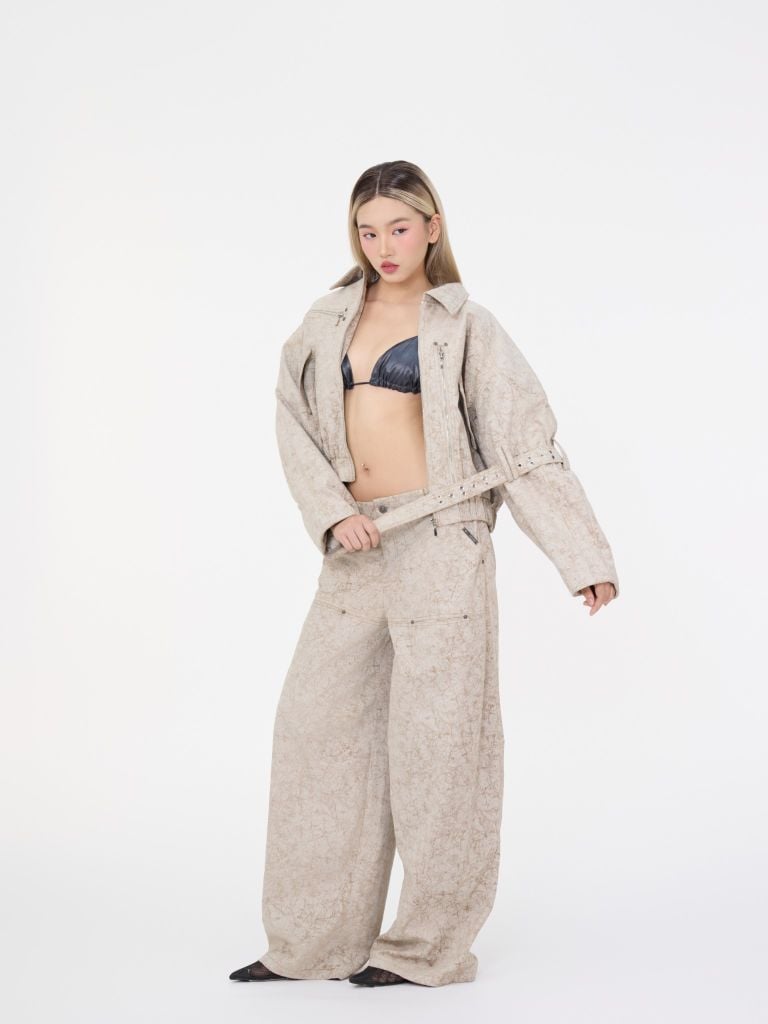  TSUN Splash Color Loose Pants Beige - Quần Dài Ống Suông Vải Loang 