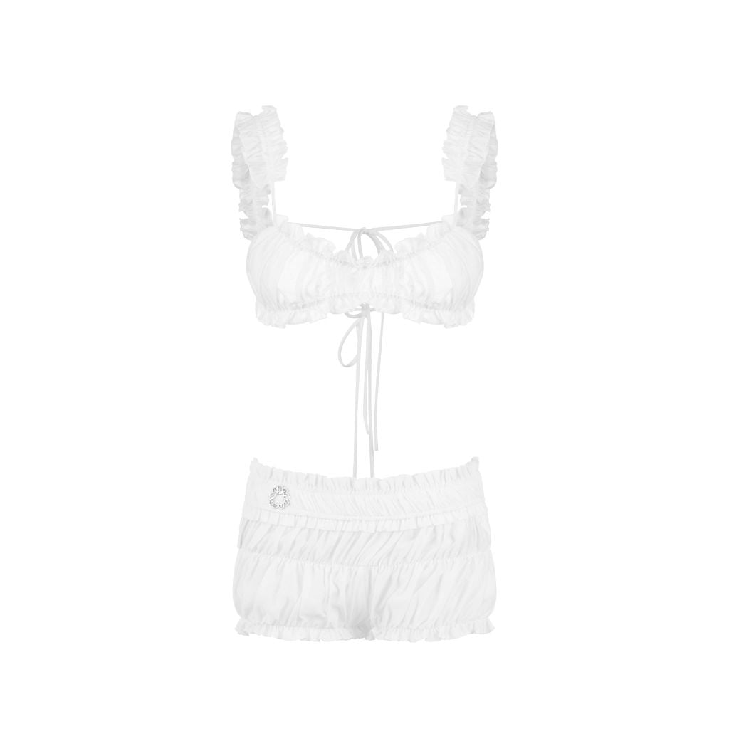 TSUN Áo Mini Croptop Đi Biển Trắng - Wavy Muse Top White 