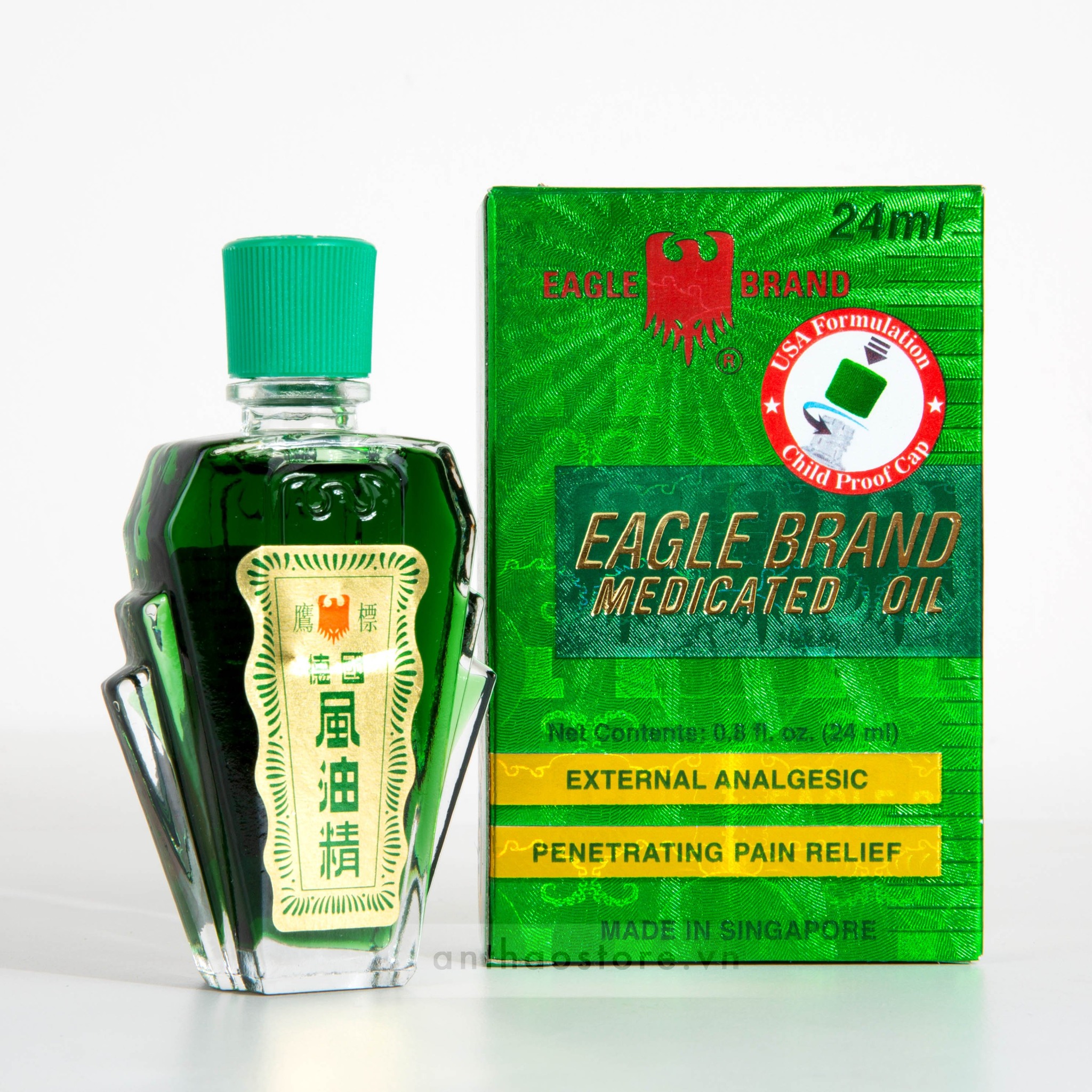 Dầu Gió Xanh Con Ó Của Mỹ Eagle Brand Medicated Oil 2 Nắp 24Ml-Skeb122 –  Anthaostore