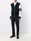  Áo khoác nam len lông cừu Thom Browne 4-Bar Varsity zip up 809 hàng thiết kế tay áo kẻ sọc cực sang trọng 