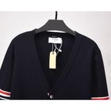  Áo khoác Cardigan nam nữ dệt kim Thom Browne 8835 chất vải len da thiết kế tay áo kẻ vạch cổ áo tim cực sang trọng 