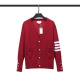  Áo Cardigan nam nữ dệt kim tay dài cổ tim Thom Browne 4-Bar 8819 Áo khoác chất liệu len bông thiết kế tay áo kẻ sọc 