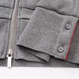  Áo khoác dệt kim nam nữ Thom Browne 4-Bar zip up 217 chất vải len bông cao cấp hàng thiết kế tay áo kẻ sọc sang trọng 