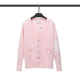  Áo Cardigan nam nữ dệt kim tay dài cổ tim Thom Browne 4-Bar 8819 Áo khoác chất liệu len bông thiết kế tay áo kẻ sọc 