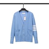  Áo Cardigan nam nữ dệt kim tay dài cổ tim Thom Browne 4-Bar 8819 Áo khoác chất liệu len bông thiết kế tay áo kẻ sọc 