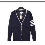  Áo khoác cổ tim Cardigan nam nữ dệt kim Thom Browne 4-Bar 8861 chất vải nỉ len cao cấp thiết kế tay áo kẻ sọc cực sang 
