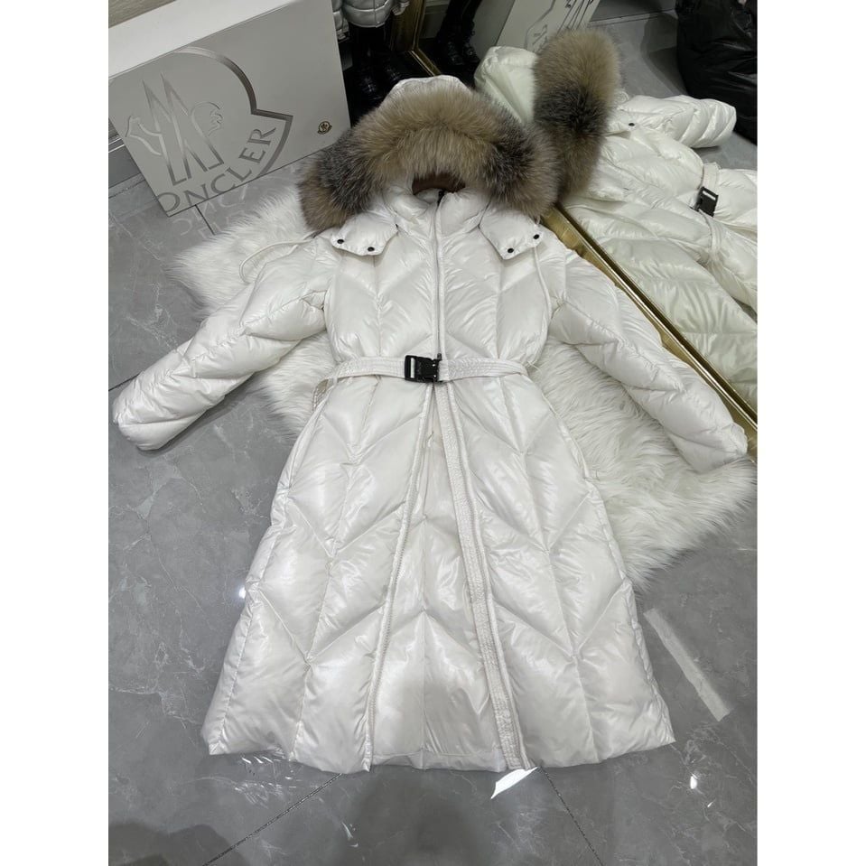  Áo khoác phao măng tô nữ cổ lông MONCLER Fulmarus Long Down dáng dài chất liệu lông vũ giữ nhiệt siêu ấm 