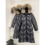  Áo khoác phao măng tô nữ cổ lông MONCLER Fulmarus Long Down dáng dài chất liệu lông vũ giữ nhiệt siêu ấm 