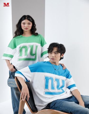 Áo Thun Áo Unisex Tay Ngắn Phối Cùng Hai Màu Xanh Dương Và Xanh Lá NY Thoáng Mát Năng Động K0030811 Thời Trang M2