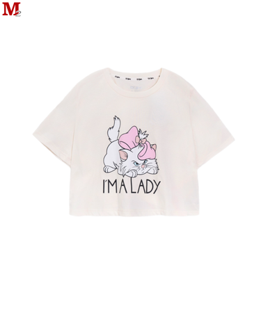 Áo Thun Nữ Áo Croptop Tay Ngắn I'M A LADY Cùng Họa Tiết Bé Mèo Kiêu Kì Dễ Thương K0030909 Thời Trang M2